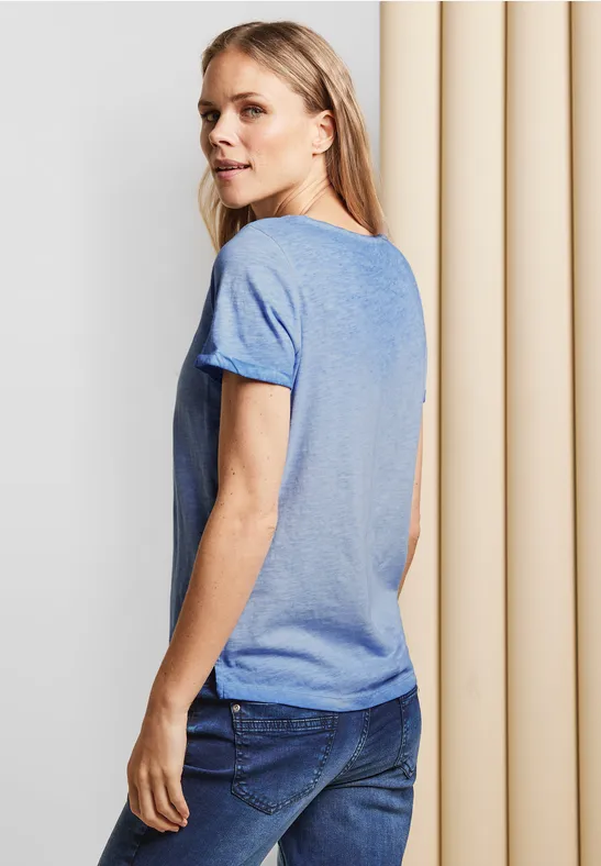 Tuniekshirt met decoratieve borstzak campanula blue