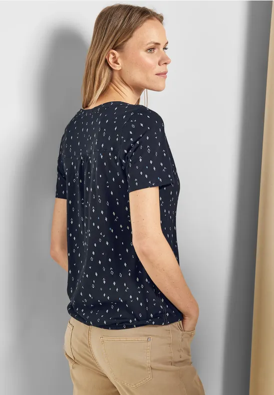 Shirt met onopvallende print deep blue