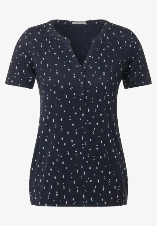 Shirt met onopvallende print deep blue