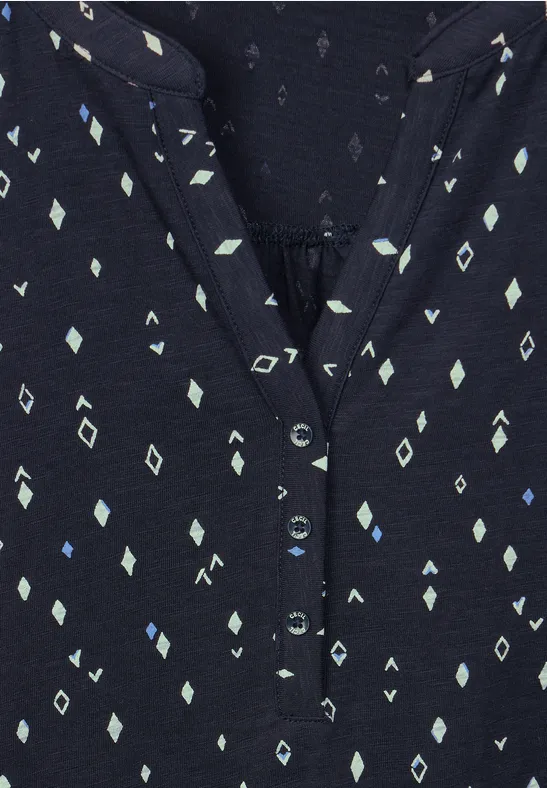 Shirt met onopvallende print deep blue