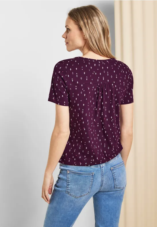Shirt met onopvallende print deep berry