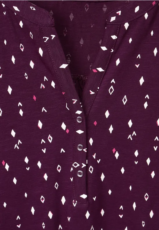Shirt met onopvallende print deep berry