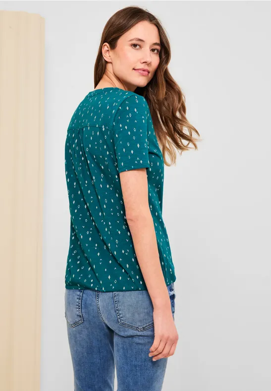 Shirt met onopvallende print nocturnal aqua blue