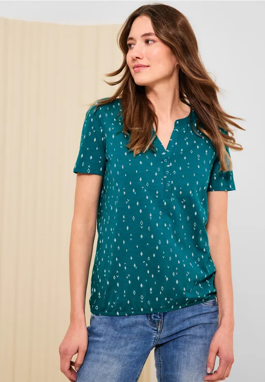 Shirt met onopvallende print nocturnal aqua blue