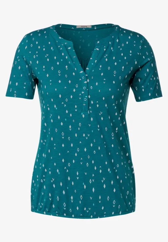 Shirt met onopvallende print nocturnal aqua blue