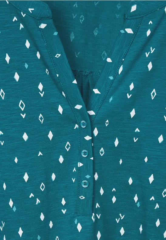 Shirt met onopvallende print nocturnal aqua blue
