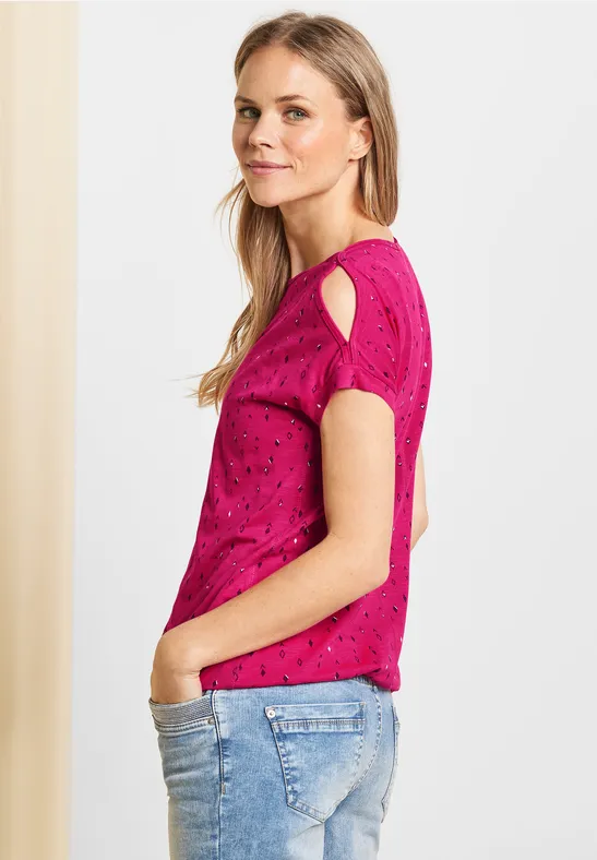 Shirt mit Schulterschlitz radiant pink