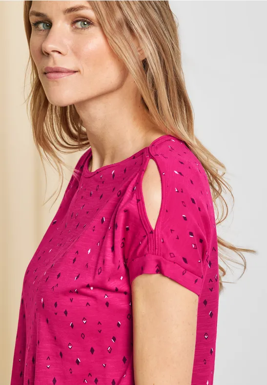 Shirt mit Schulterschlitz radiant pink