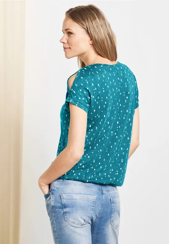 T-shirt avec fentes sur les épaules nocturnal aqua blue