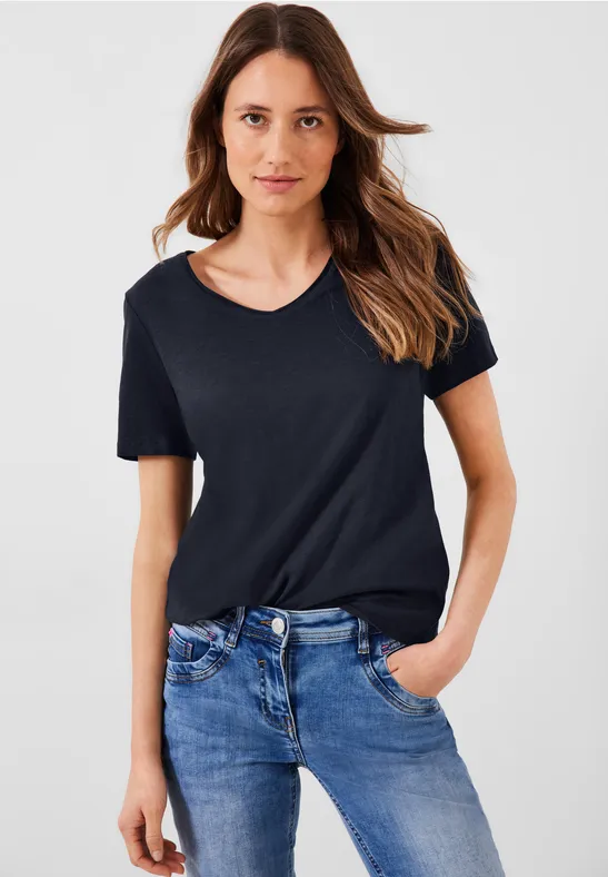 Basic T-shirt in effen kleur deep blue