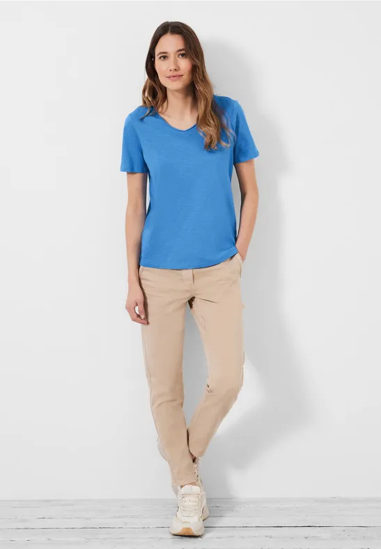 Basic T-Shirt in Unifarbe marina blue