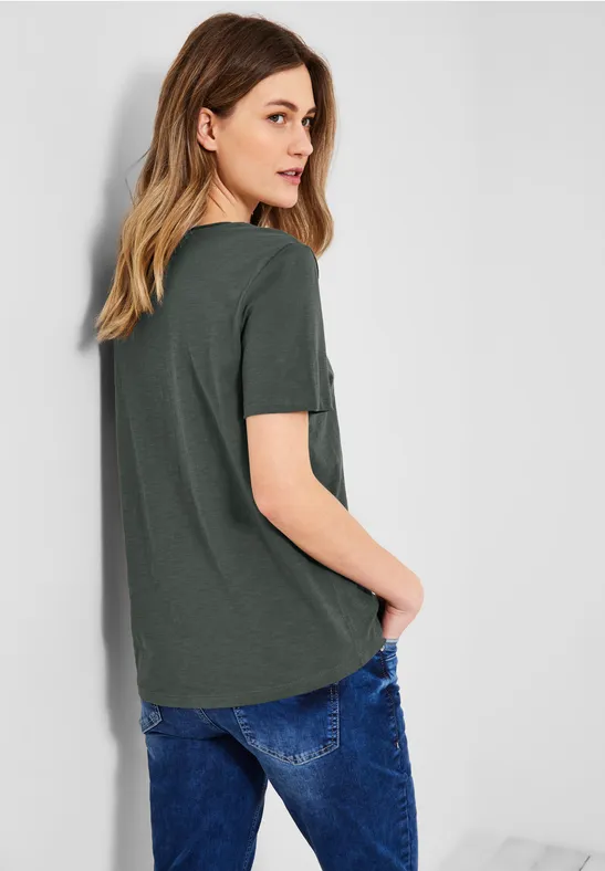 Basic T-shirt in effen kleur easy khaki