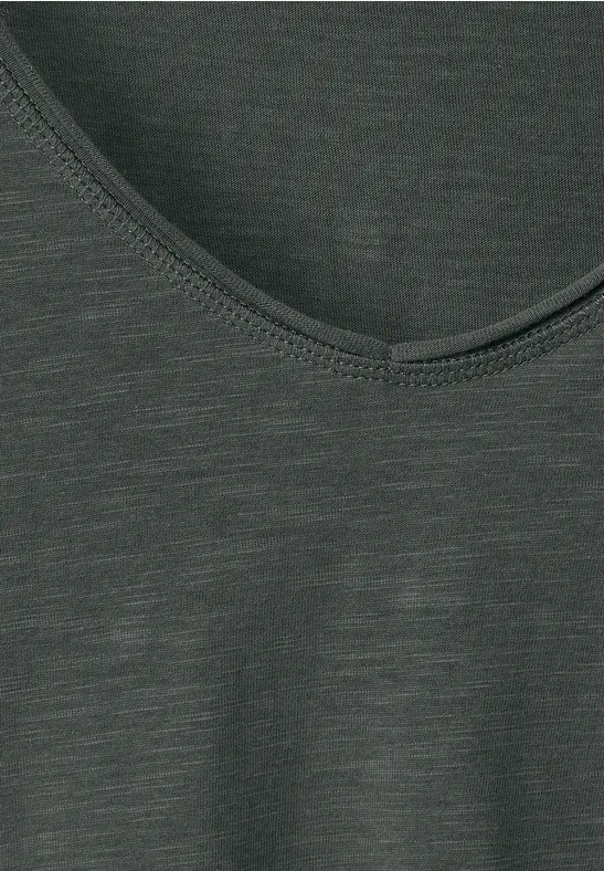 Basic T-shirt in effen kleur easy khaki