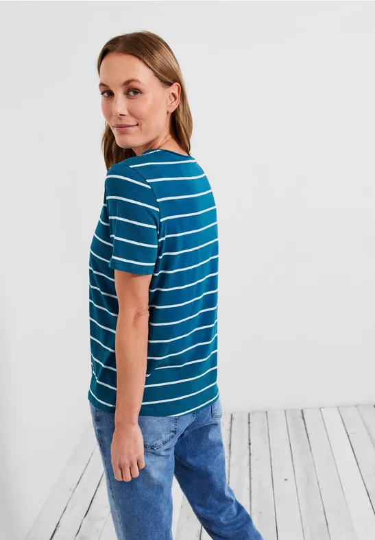 T-Shirt mit Streifenmuster teal blue