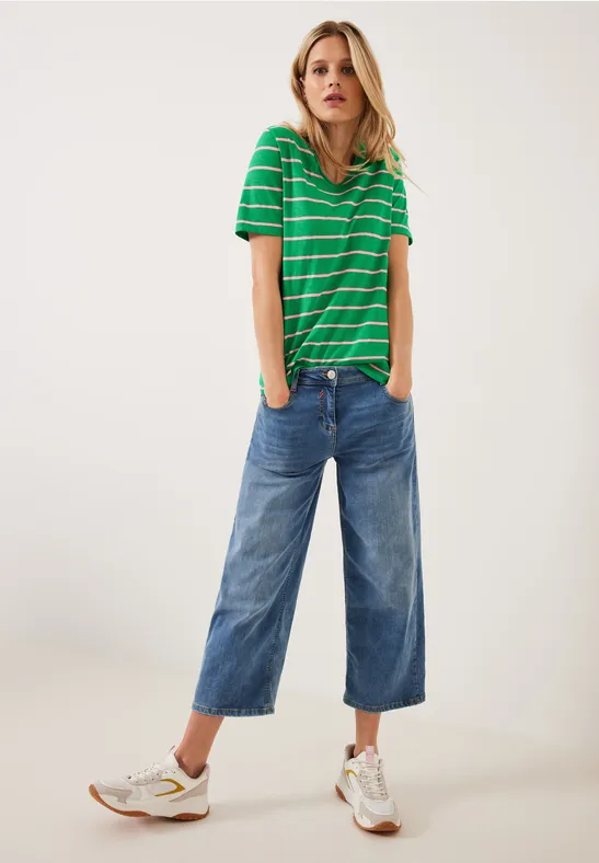T-Shirt mit Streifenmuster fresh green