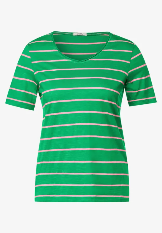 T-Shirt mit Streifenmuster fresh green