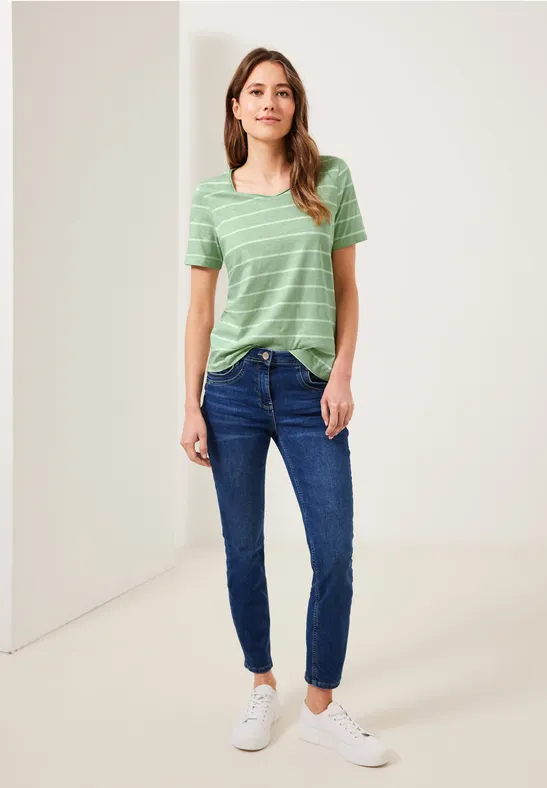 T-Shirt mit Streifenmuster fresh salvia green