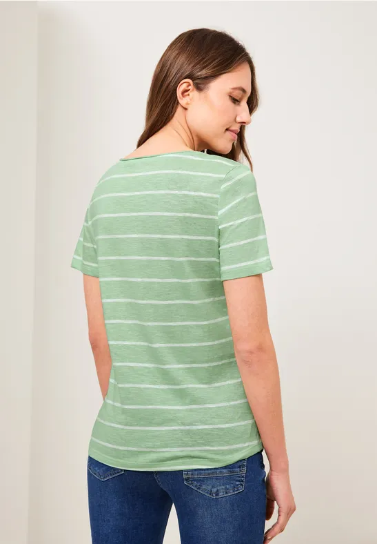 T-Shirt mit Streifenmuster fresh salvia green