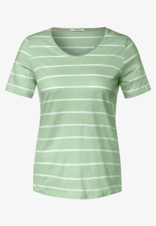T-Shirt mit Streifenmuster fresh salvia green
