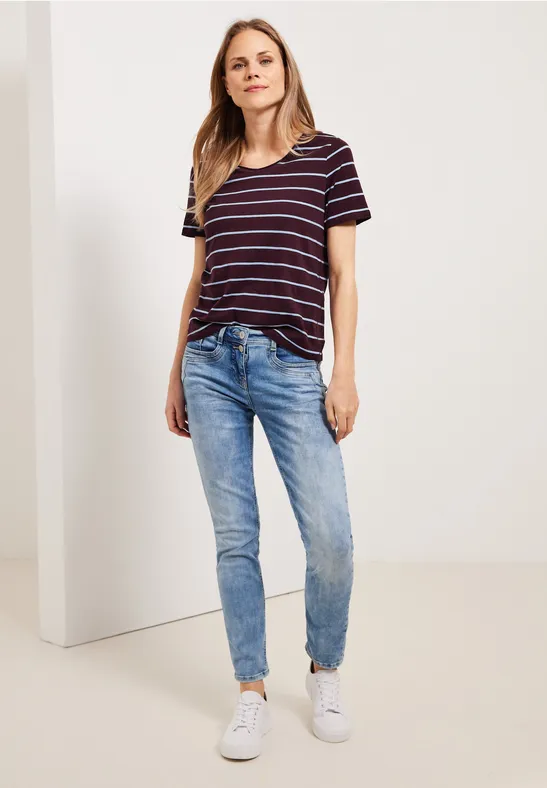 T-Shirt mit Streifenmuster wineberry red