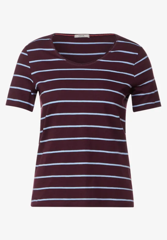 T-Shirt mit Streifenmuster wineberry red