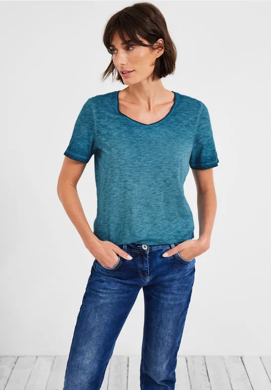 T-Shirt in Unifarbe teal blue