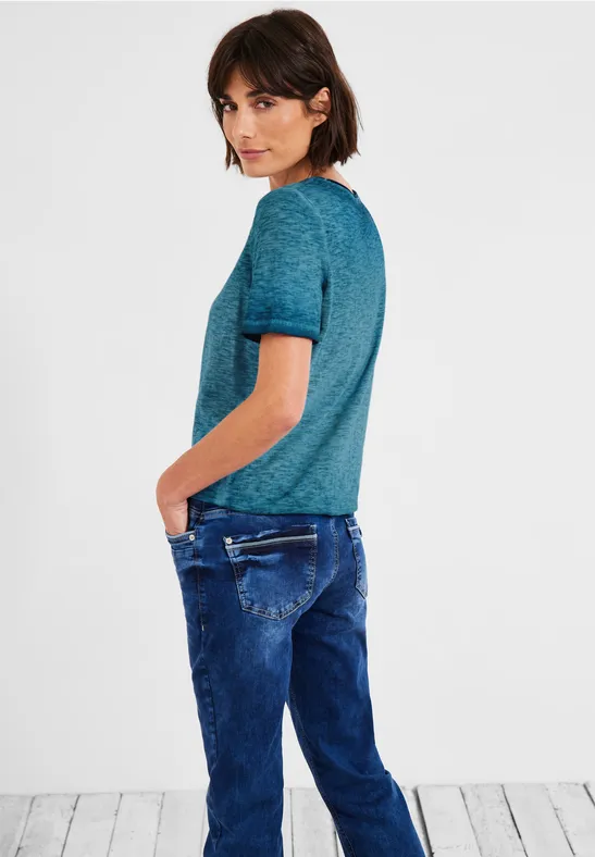 T-Shirt in Unifarbe teal blue