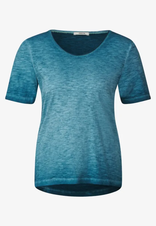 T-Shirt in Unifarbe teal blue