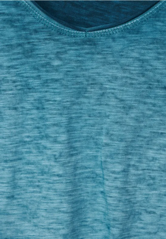 T-Shirt in Unifarbe teal blue