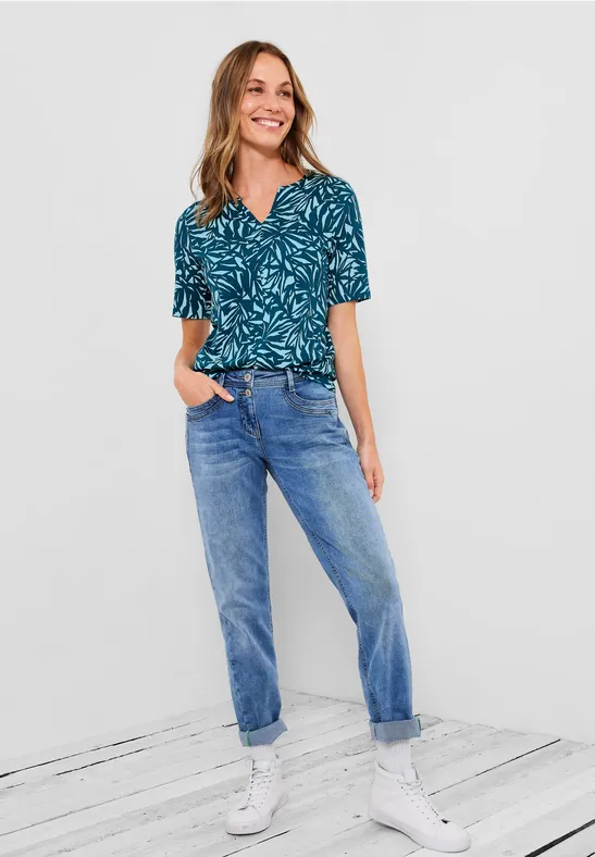 T-shirt tunique avec imprimé all-over teal blue