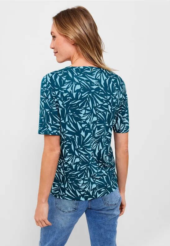 T-shirt tunique avec imprimé all-over teal blue