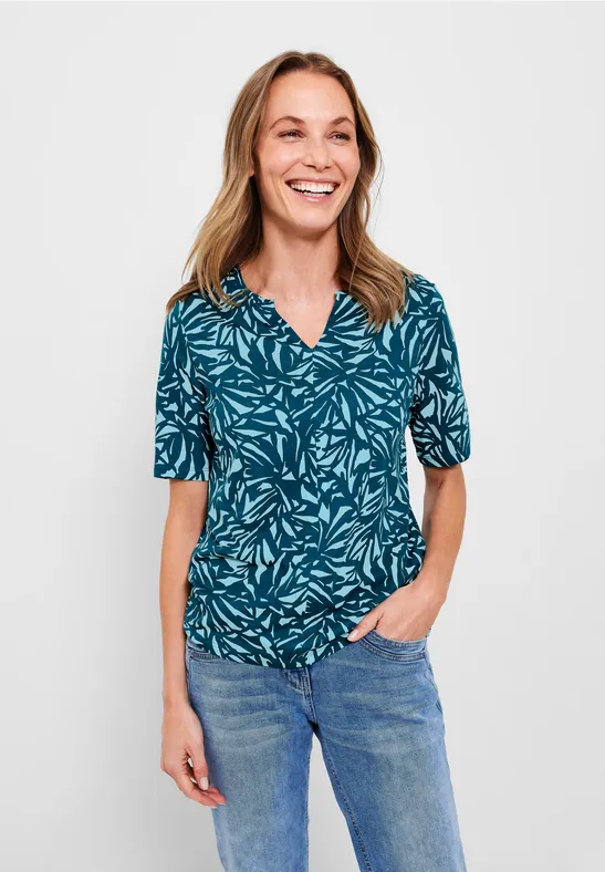T-shirt tunique avec imprimé all-over teal blue