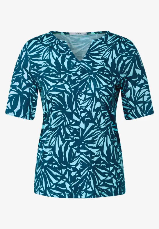 T-shirt tunique avec imprimé all-over teal blue