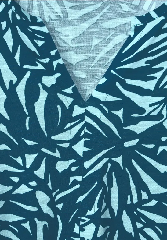 T-shirt tunique avec imprimé all-over teal blue