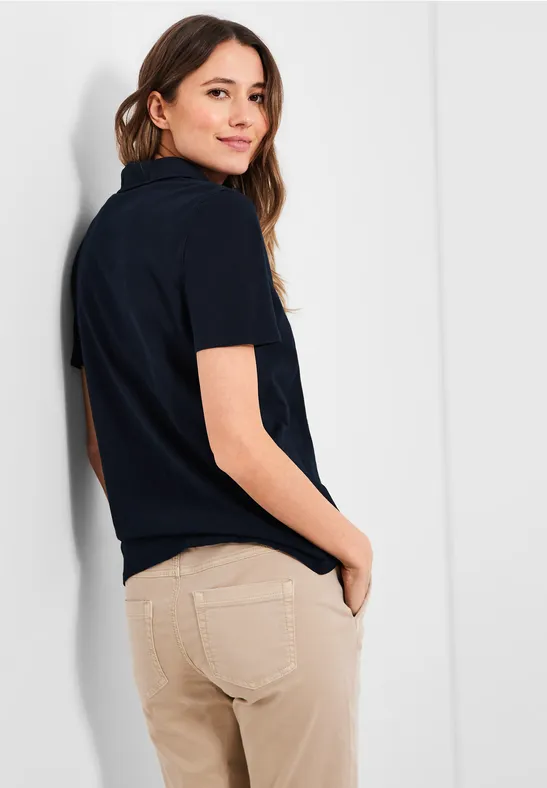 Poloshirt in effen kleur deep blue