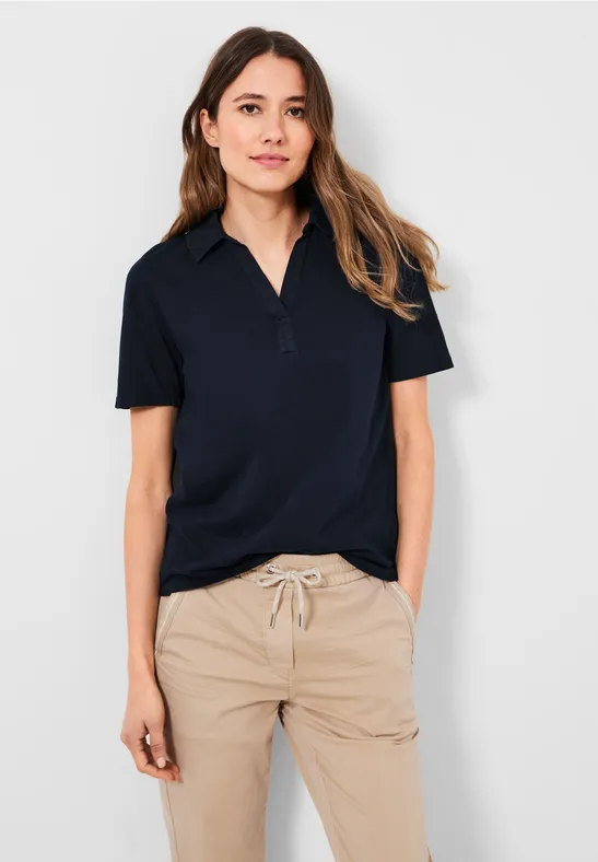 Poloshirt in effen kleur deep blue