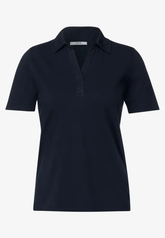 Poloshirt in effen kleur deep blue