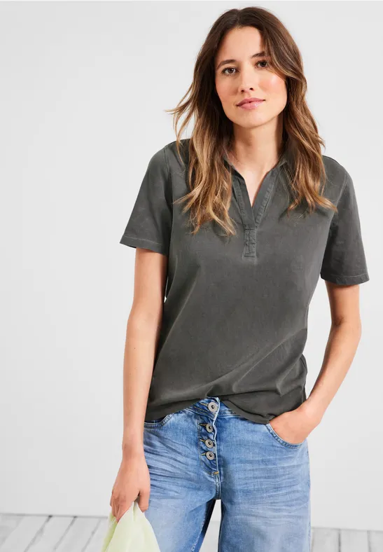 Poloshirt in effen kleur easy khaki