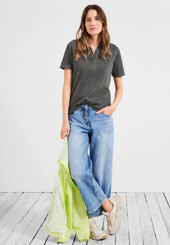 Poloshirt in effen kleur easy khaki