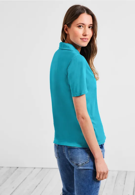 Poloshirt in Unifarbe caribbean blue