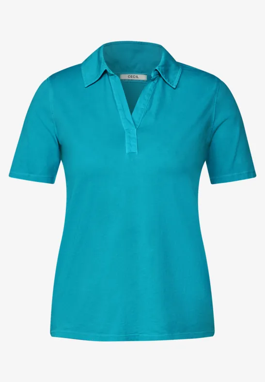 Poloshirt in Unifarbe caribbean blue