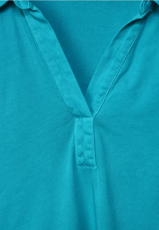 Poloshirt in Unifarbe caribbean blue