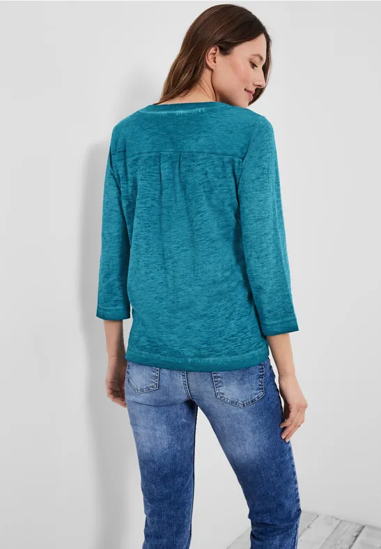 Shirt in tuniek-style teal blue