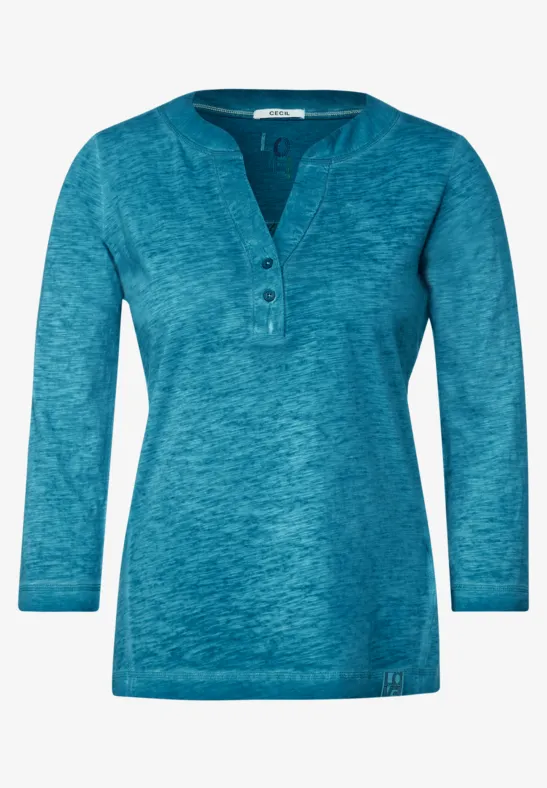 Shirt in tuniek-style teal blue
