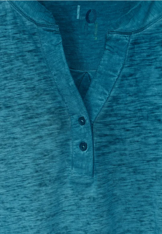 Shirt in tuniek-style teal blue
