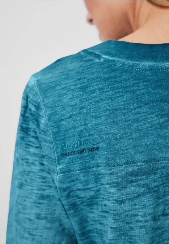 Shirt in tuniek-style teal blue