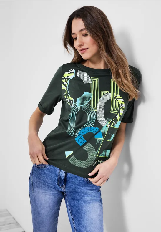 T-shirt met fotoprint easy khaki