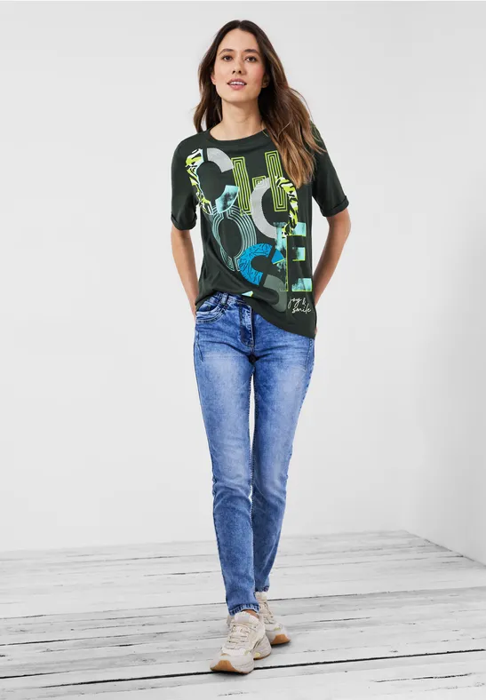 T-shirt met fotoprint easy khaki