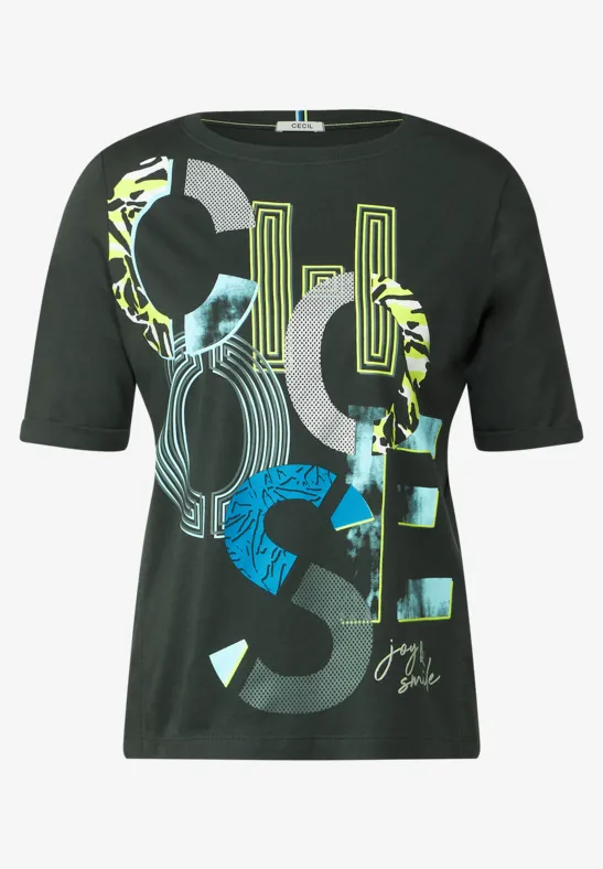 T-shirt met fotoprint easy khaki