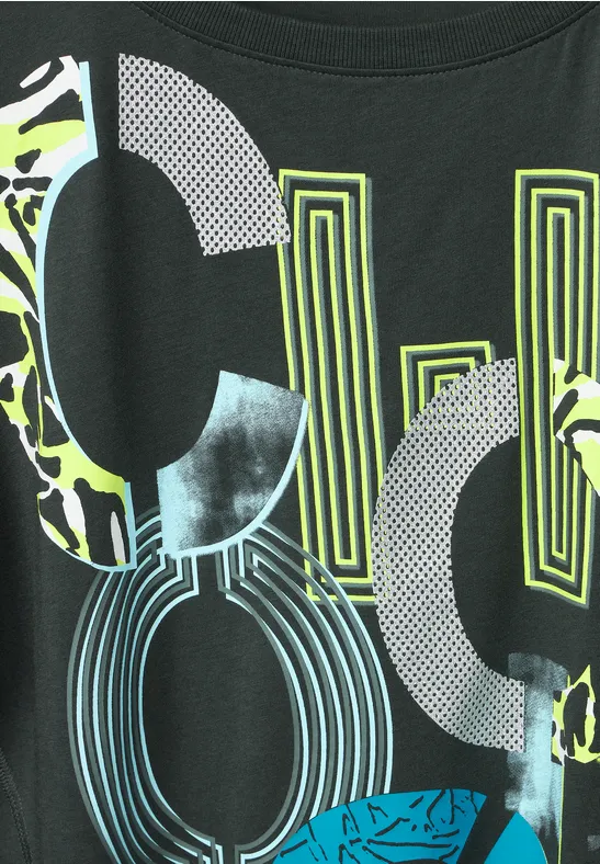 T-shirt met fotoprint easy khaki